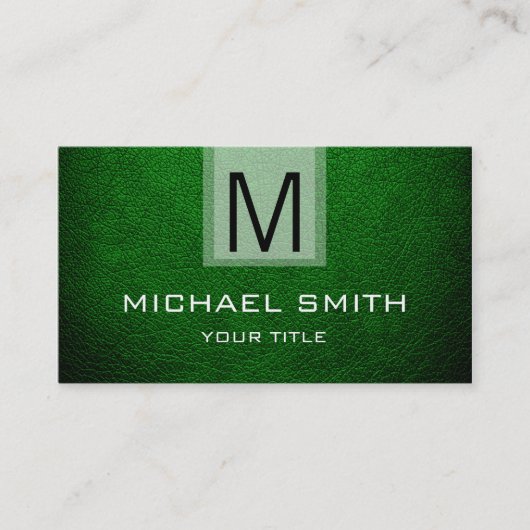 ダークグリーンレザーテクスチャードモノグラム 名刺 (正面)
