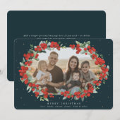ダークグリーンレッドベリー+ユーカリのクリスマスフォト シーズンカード (正面/裏面)