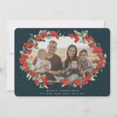 ダークグリーンレッドベリー+ユーカリのクリスマスフォト シーズンカード (正面)