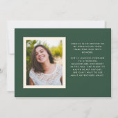 ダークグリーンレトロシンプル写真卒業 案内状 (裏面)