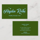 ダークグリーンレトロタイポグラフィスター 名刺 (正面/裏面)