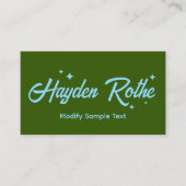 ダークグリーンレトロタイポグラフィスター 名刺 (正面)