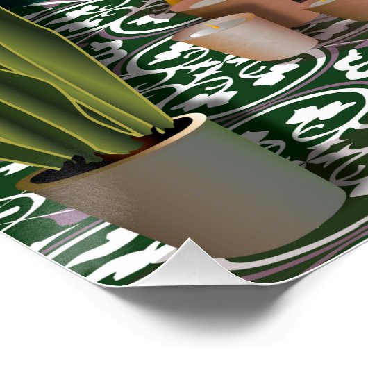 ダークグリーンロマンティックバスルーム |ピンクのバスタブのポスター ポスター (コーナー)