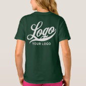 ダークグリーン会社ロゴスワッグビジネスキッズガールズ Tシャツ (裏面)