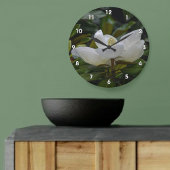 ダークグリーン写真の白いマグノリアの花 ラージ壁時計