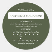 ダークグリーン原料コテージ法製品ラベル ラウンドシール (正面)