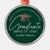 ダークグリーン大学院カスタム卒業式クリスマス メタルオーナメント (正面)