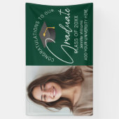 ダークグリーン大学院写真2025年卒業パーティー 横断幕 (縦)