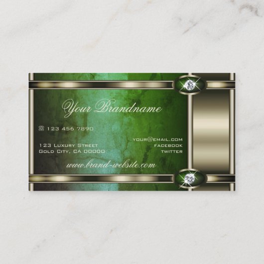 ダークグリーン大理石で目を引くクロムエフェクト 名刺 (裏面)