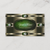 ダークグリーン大理石で目を引くクロムエフェクト 名刺 (正面)