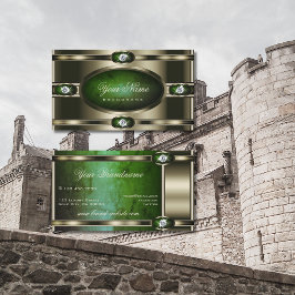 ダークグリーン大理石で目を引くクロムエフェクト 名刺