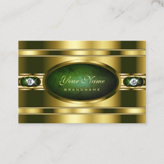 ダークグリーン大理石のパターンを持つ豪華な黄金 名刺 (正面)