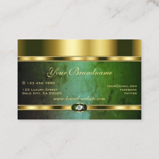ダークグリーン大理石のパターンを持つ豪華な黄金 名刺 (裏面)