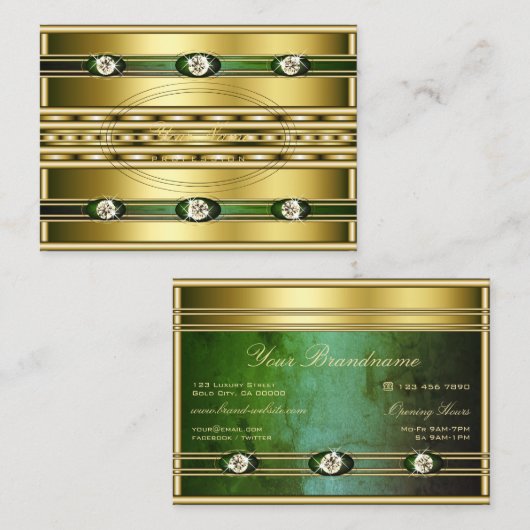 ダークグリーン大理石パターンの豪華な黄金 名刺 (正面/裏面)