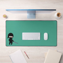 ダークグリーン怒上の小さな忍者 デスクマット