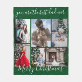 ダークグリーン最高のパパエバーメリークリスマスフォト フリースブランケット (正面)