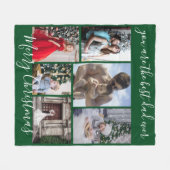 ダークグリーン最高のパパエバーメリークリスマスフォト フリースブランケット (正面(横))