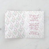 ダークグリーン松の針赤いホリーベリーパターン カード (内部)