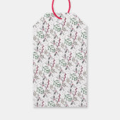 ダークグリーン松の針赤いホリーベリーパターン ギフトタグ (裏面)