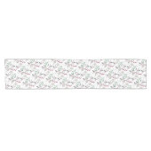 ダークグリーン松の針赤いホリーベリーパターン ショートテーブルランナー (横)