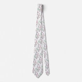 ダークグリーン松の針赤いホリーベリーパターン ネクタイ (正面)