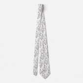 ダークグリーン松の針赤いホリーベリーパターン ネクタイ (裏面)