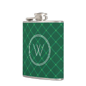 ダークグリーン格子状フェスティバルカスタムモノグラム フラスク (左)
