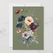 ダークグリーン楕円フローラフレームブライダルシャワー 招待状 (裏面)