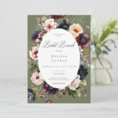 ダークグリーン楕円フローラフレームブライダルブランチ 招待状 (スタンド正面)