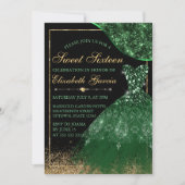 ダークグリーン水のカラードレス&波縁ど甘い16 招待状 (正面)