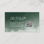 ダークグリーン水の色モダン結婚式RSVP QR エンクロージャーカード (正面)