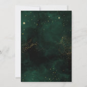 ダークグリーン水彩魔法の金ゴールド結婚ズ 招待状 (裏面)