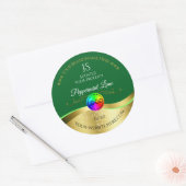 ダークグリーン波状金ゴールドロゴモノグラム製品ラベル ラウンドシール (封筒)