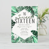 ダークグリーン熱帯パーム葉ズサマースウィート16 招待状 (スタンド正面)