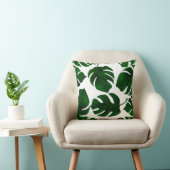 ダークグリーン熱帯葉スホワイトサマーシック クッション (椅子)