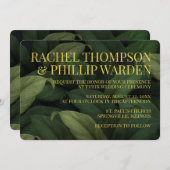 ダークグリーン熱帯葉結婚式招待状 招待状 (正面/裏面)