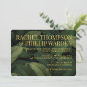 ダークグリーン熱帯葉結婚式招待状 招待状 (スタンド正面)
