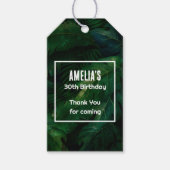 ダークグリーン熱帯葉誕生日サンキュー ギフトタグ (正面)