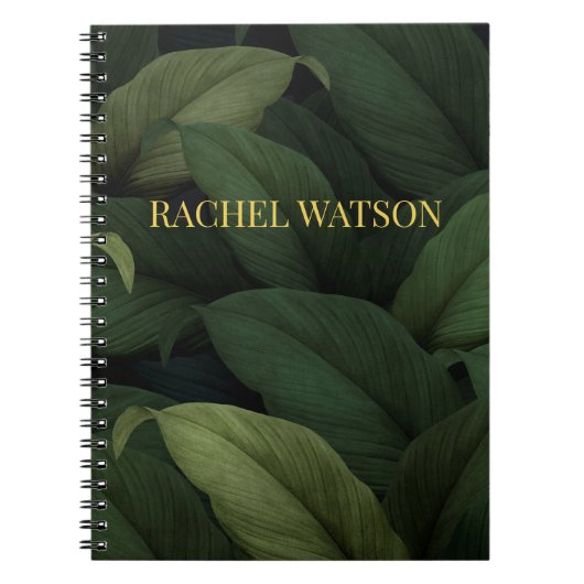 ダークグリーン熱帯葉 ノートブック (正面)