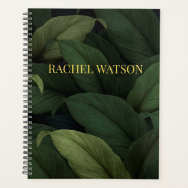 ダークグリーン熱帯葉 プランナー手帳