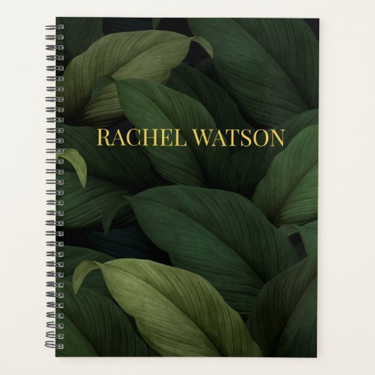 ダークグリーン熱帯葉 プランナー手帳 (正面)
