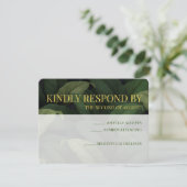 ダークグリーン熱帯葉RSVPカード 出欠カード (スタンド正面)