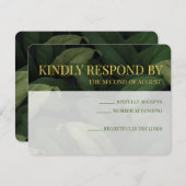 ダークグリーン熱帯葉RSVPカード 出欠カード (正面/裏面)