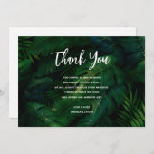 ダークグリーン熱帯離れパターン結婚ズ サンキューカード (正面/裏面)
