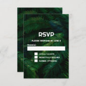 ダークグリーン熱帯離れパターン結婚ズ 出欠カード (正面/裏面)