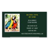 ダークグリーン獣医/動物愛玩動物店のパロット マグネット名刺 (正面)