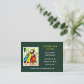 ダークグリーン獣医/動物愛玩動物店のパロット 名刺 (スタンド正面)