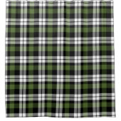 ダークグリーン白黒バッファローチェックプレイドパターン シャワーカーテン (正面)
