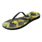 ダークグリーン竹日本の千代紙パターン ビーチサンダル (アングル)