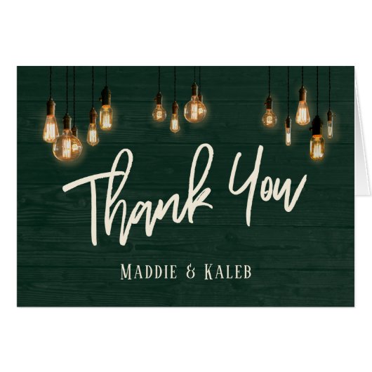 ダークグリーン素朴ウッドEdison Lightsありがとうありがとう (正面横)